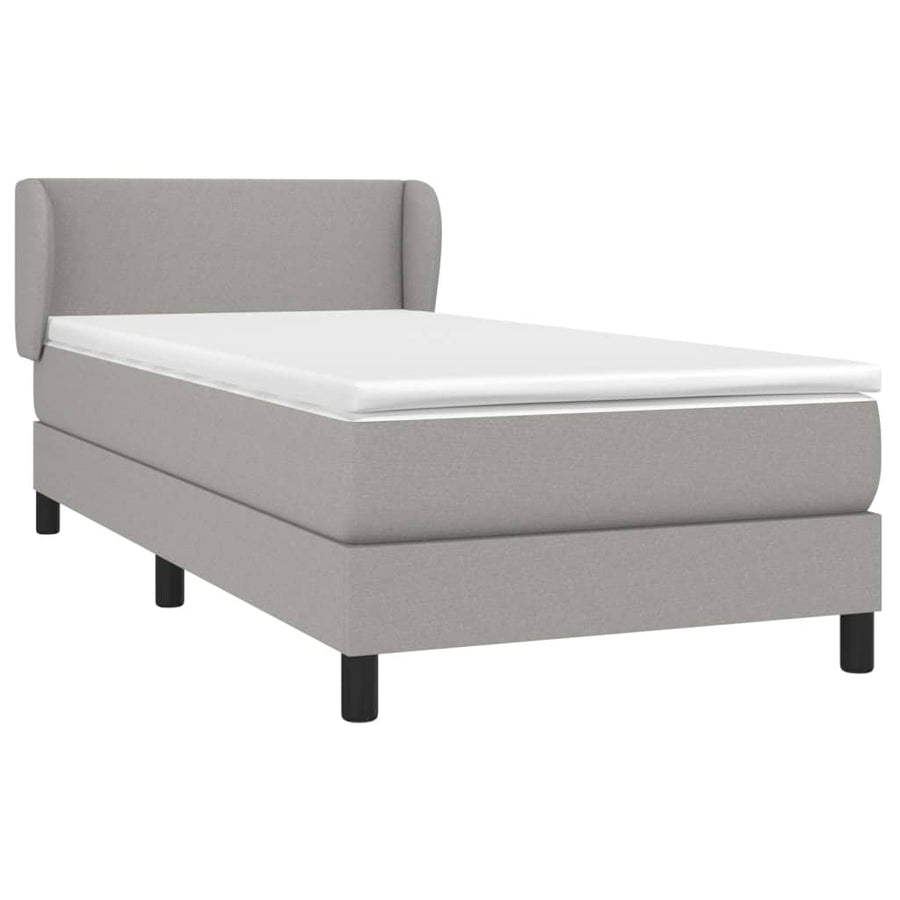 Boxspring Met Matras Stof Lichtgrijs 90 x 200 cm Effen ontwerp