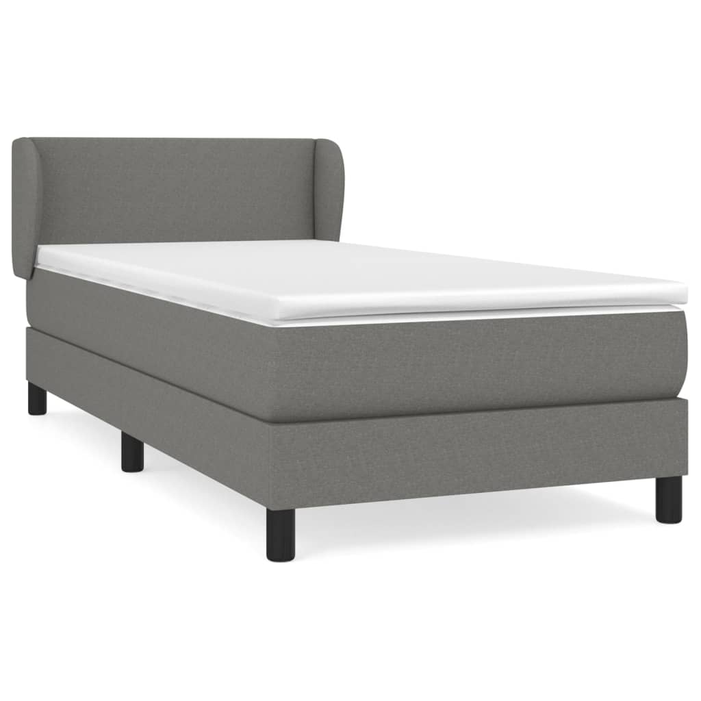 Boxspring Met Matras Stof Donkergrijs 90 x 200 cm Effen ontwerp