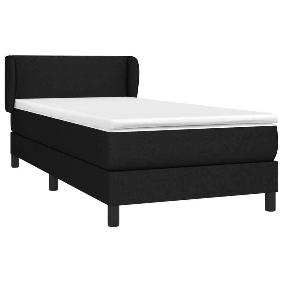 Boxspring Met Matras Stof Zwart 100 x 200 cm Effen ontwerp