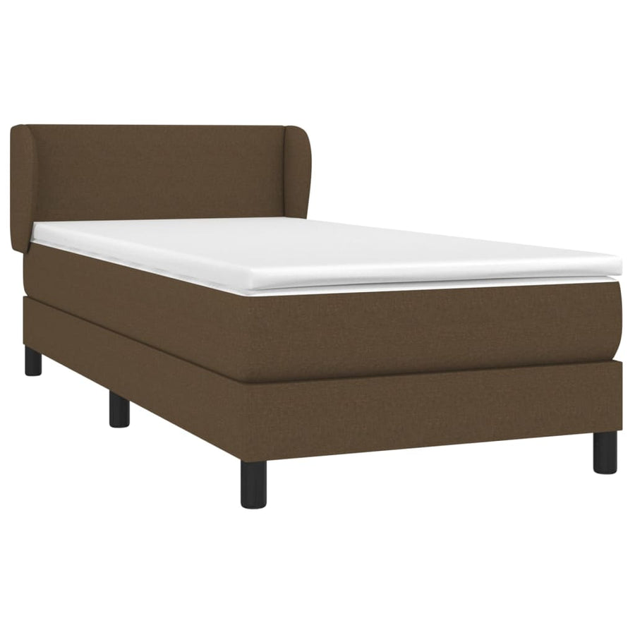 Boxspring Met Matras Stof Donkerbruin 100 x 200 cm Effen ontwerp