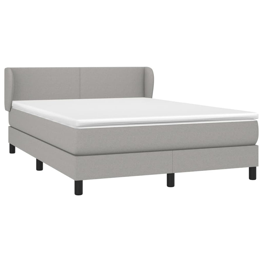Boxspring Met Matras Stof Lichtgrijs 140 x 190 cm Effen ontwerp