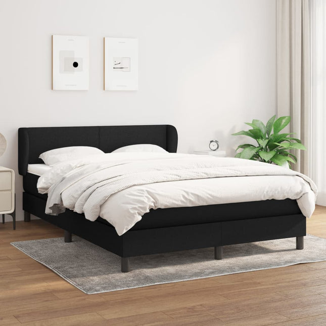 Boxspring Met Matras Stof Zwart 140 x 190 cm Effen ontwerp