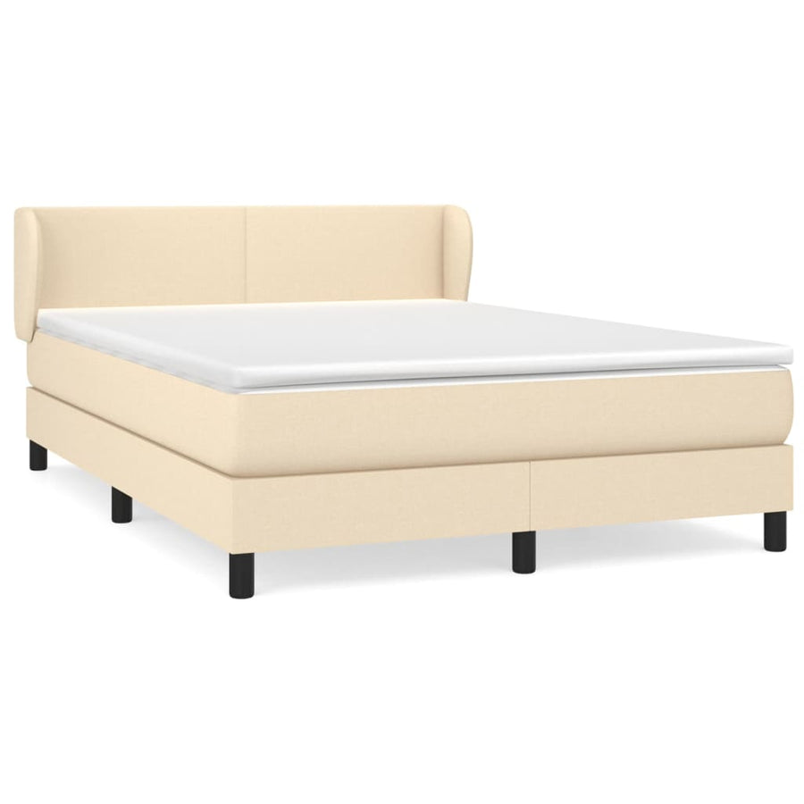 Boxspring met matras stof crèmekleurig 140x190 cm 140 x 190 cm Crème