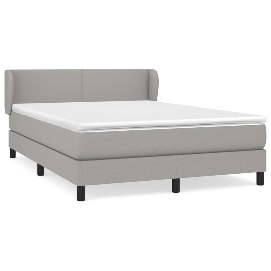 Boxspring Met Matras Stof Lichtgrijs 140 x 200 cm Effen ontwerp