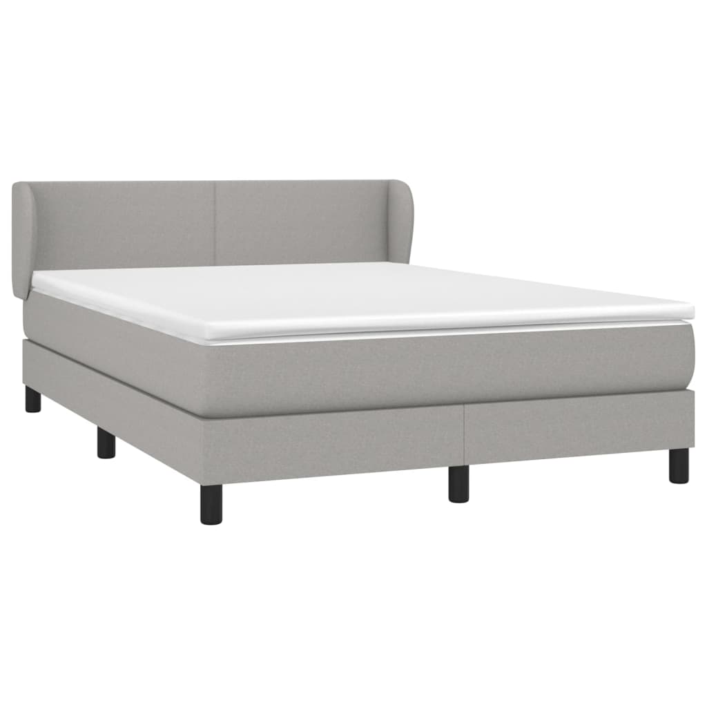 Boxspring Met Matras Stof Lichtgrijs 140 x 200 cm Effen ontwerp