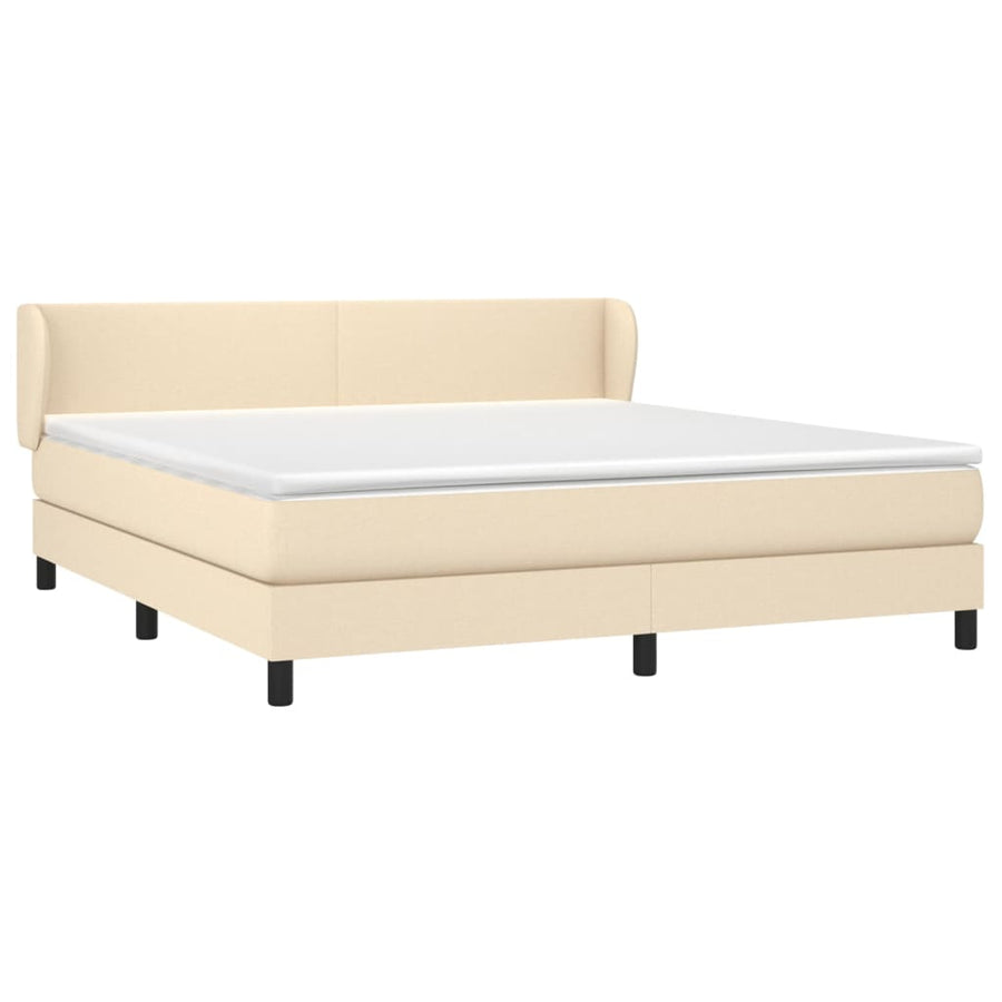 Boxspring Met Matras Stof Crèmekleurig 180X200 Cm 180 x 200 cm Effen ontwerp