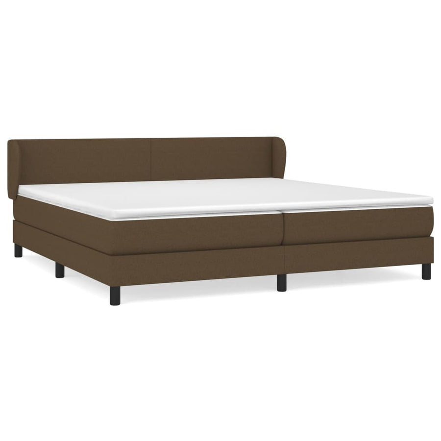 Boxspring Met Matras Stof Donkerbruin 200 x 200 cm Effen ontwerp