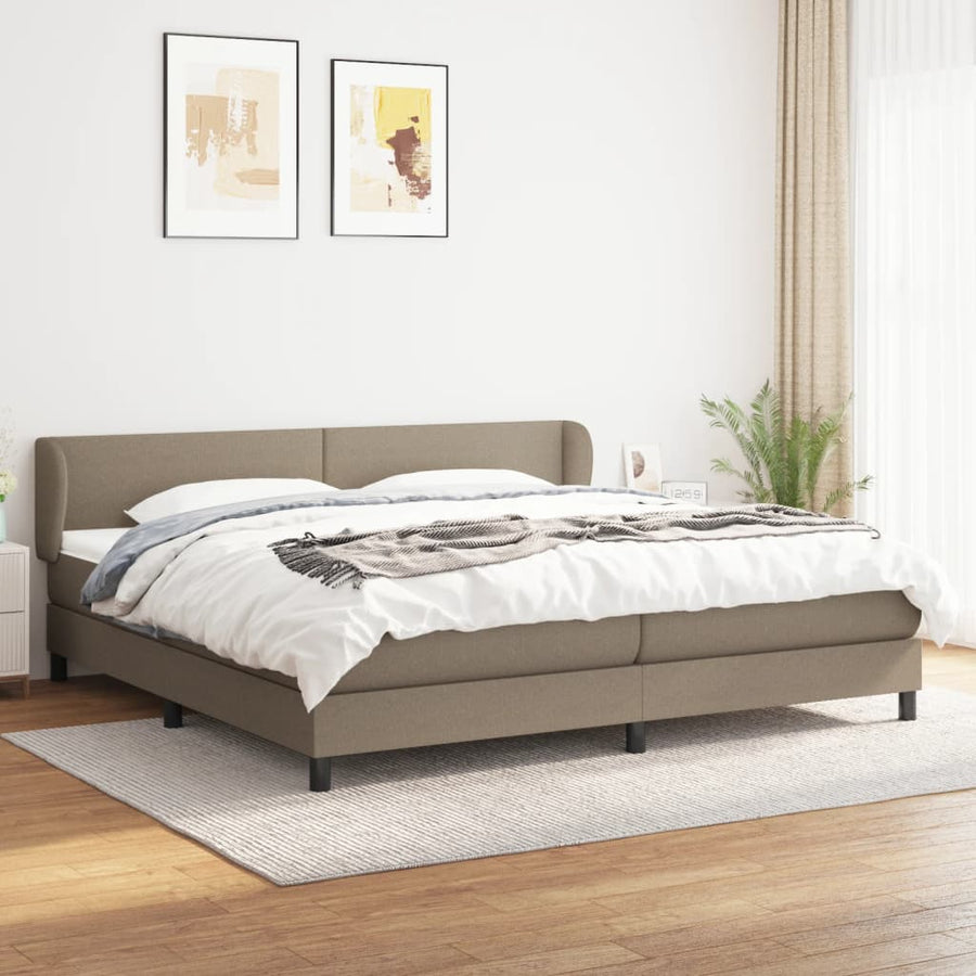 Boxspring Met Matras Stof Taupe 200 x 200 cm Effen ontwerp