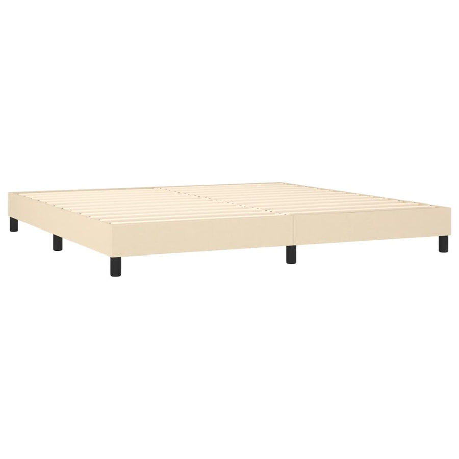 Boxspring met matras stof crèmekleurig 200x200 cm 200 x 200 cm Effen ontwerp