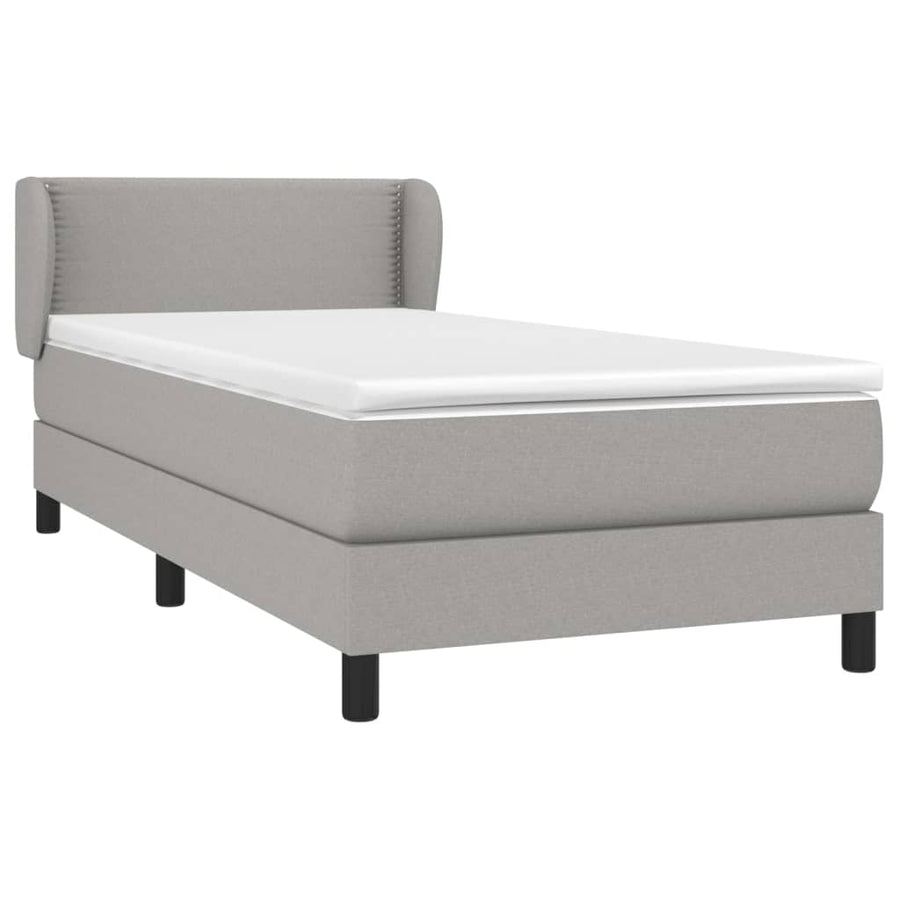 Boxspring Met Matras Stof Lichtgrijs 80 x 200 cm Effen met spijkers