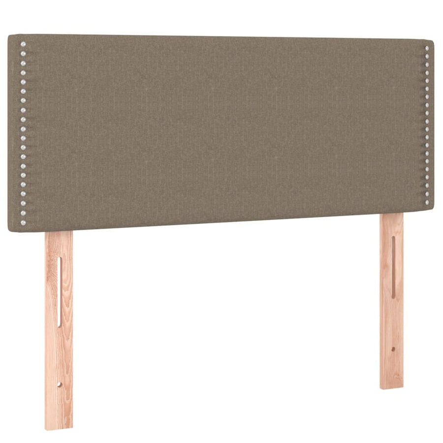 Boxspring met matras stof taupe 90x200 cm 90 x 200 cm Effen met spijkers