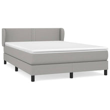 Boxspring Met Matras Stof Lichtgrijs 140 x 190 cm Effen met spijkers