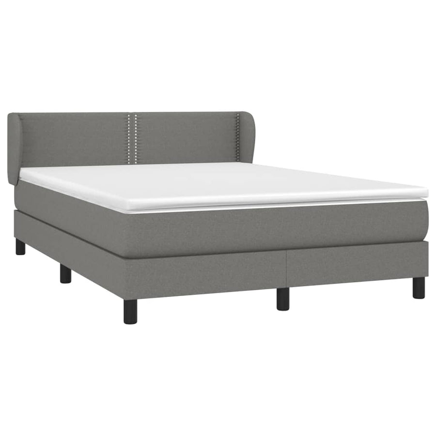 Boxspring Met Matras Stof Donkergrijs 140 x 190 cm Effen met spijkers