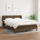 Boxspring met matras stof donkerbruin 140x200 cm 140 x 200 cm Effen met spijkers