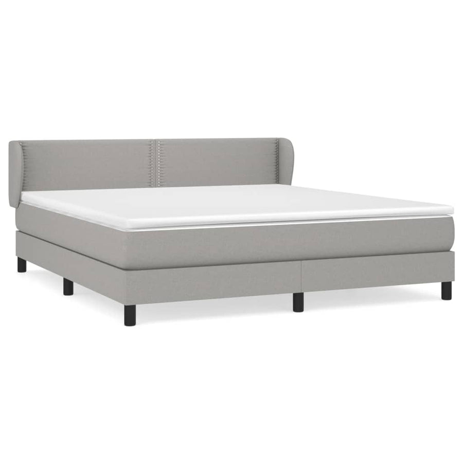 Boxspring Met Matras Stof Lichtgrijs 180 x 200 cm Effen met spijkers