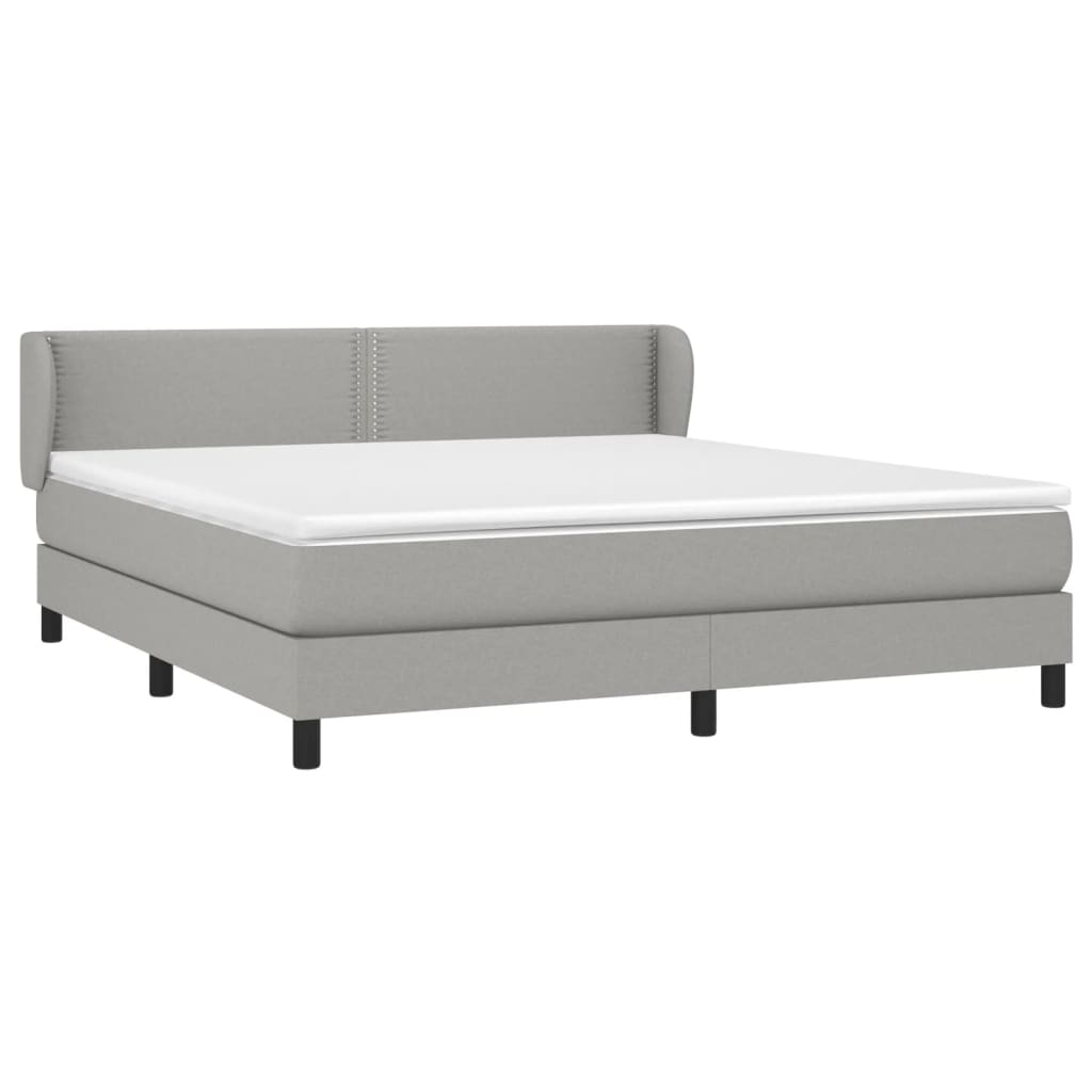 Boxspring Met Matras Stof Lichtgrijs 180 x 200 cm Effen met spijkers