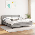 Boxspring Met Matras Stof Lichtgrijs 180 x 200 cm Effen met spijkers