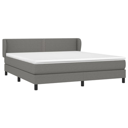 Boxspring Met Matras Stof Donkergrijs 180 x 200 cm Effen met spijkers