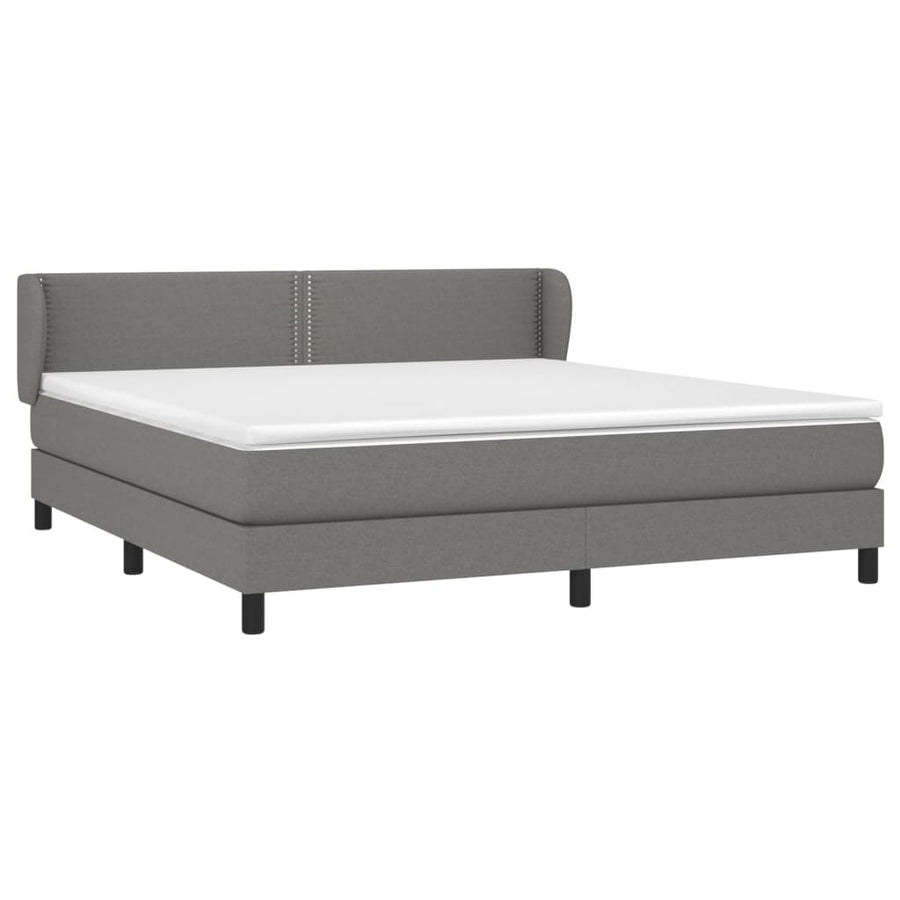 Boxspring Met Matras Stof Donkergrijs 180 x 200 cm Effen met spijkers