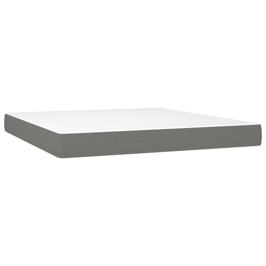 Boxspring Met Matras Stof Donkergrijs 180 x 200 cm Effen met spijkers