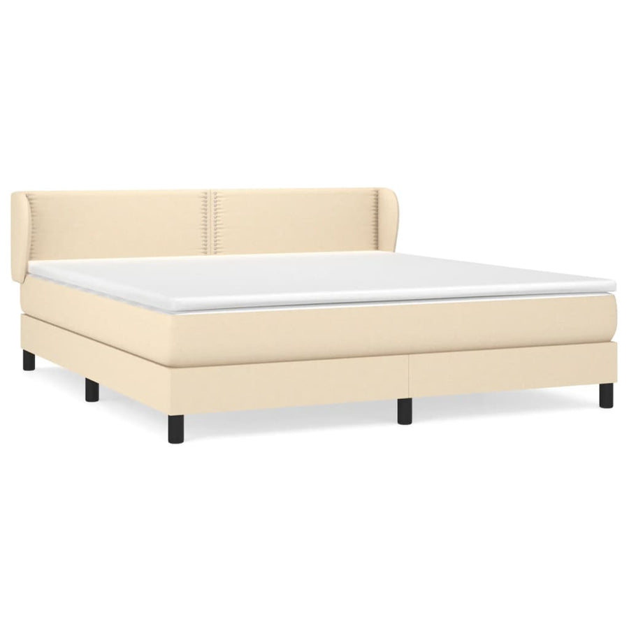 Boxspring Met Matras Stof Kleurig Crème 180 x 200 cm Effen met spijkers