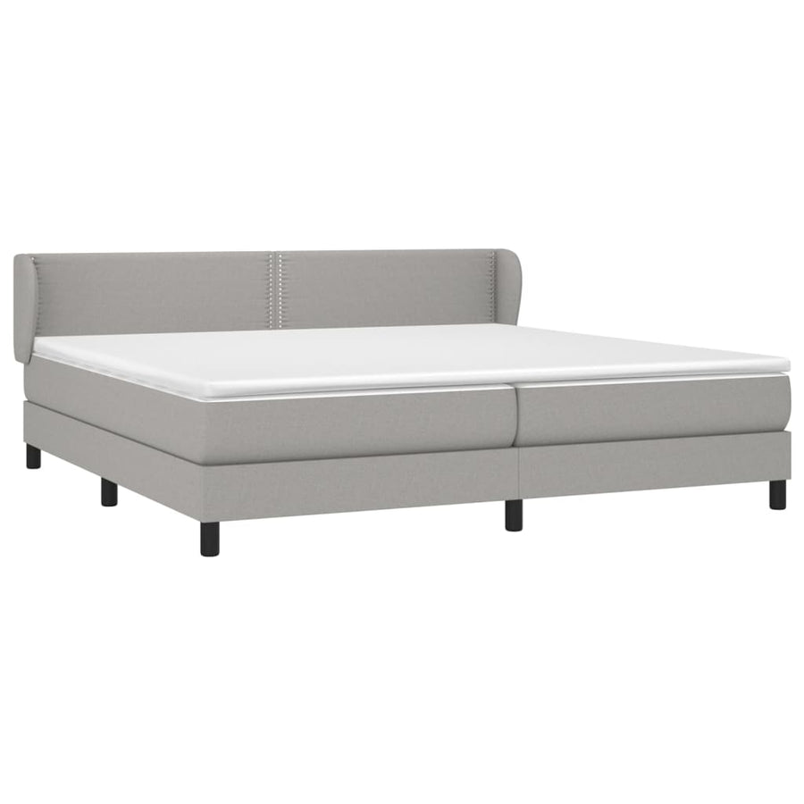 Boxspring Met Matras Stof Lichtgrijs 200 x 200 cm Effen met spijkers