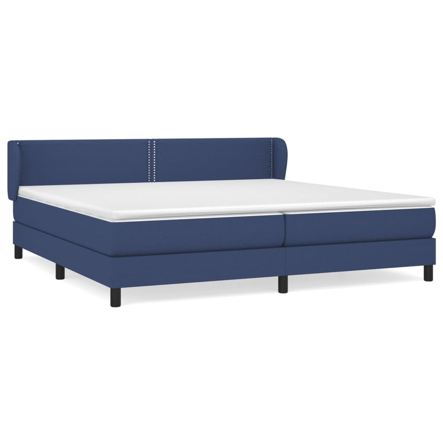 Boxspring Met Matras Stof Blauw 200 x 200 cm Effen met spijkers