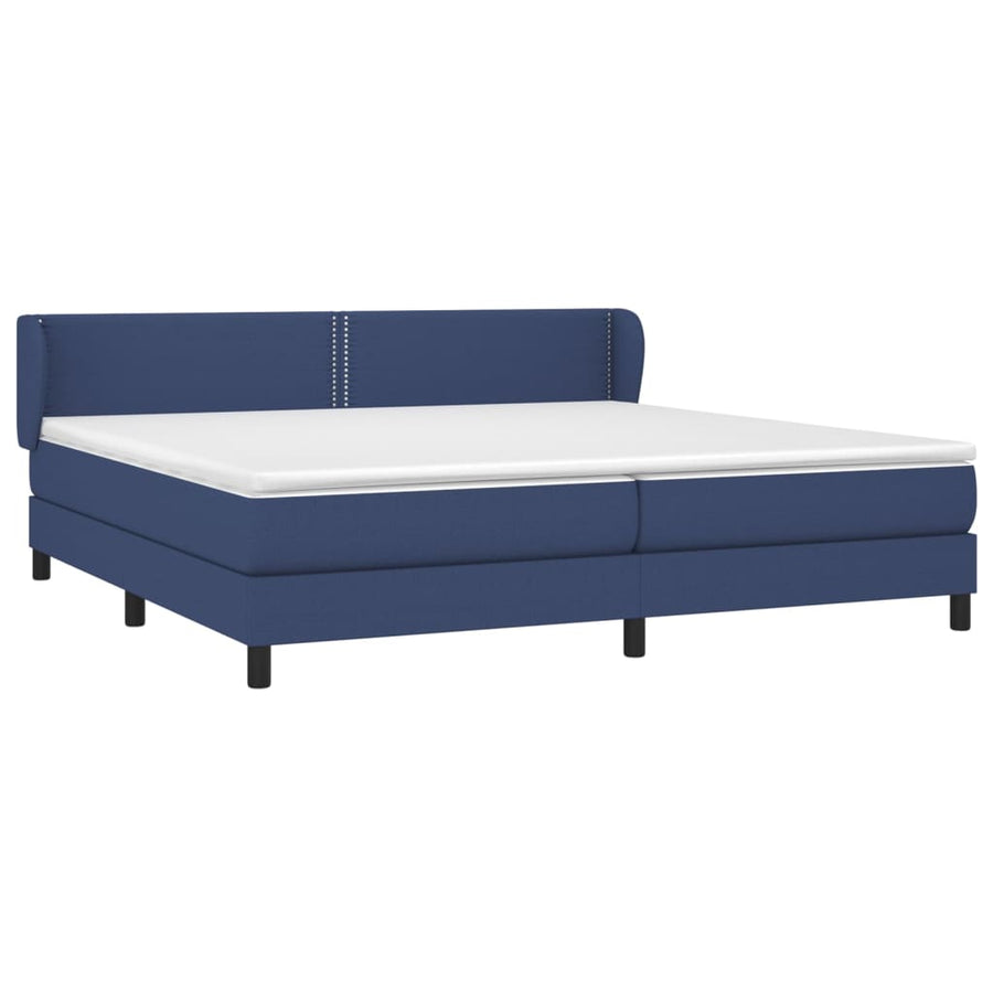 Boxspring Met Matras Stof Blauw 200 x 200 cm Effen met spijkers