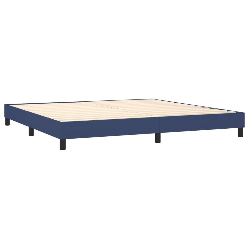 Boxspring Met Matras Stof Blauw 200 x 200 cm Effen met spijkers