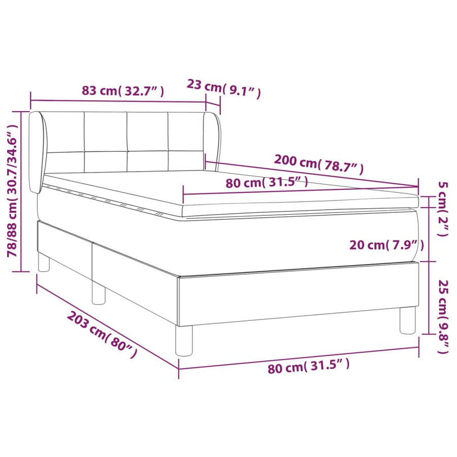 Boxspring met matras stof taupe 80x200 cm 80 x 200 cm Taupe