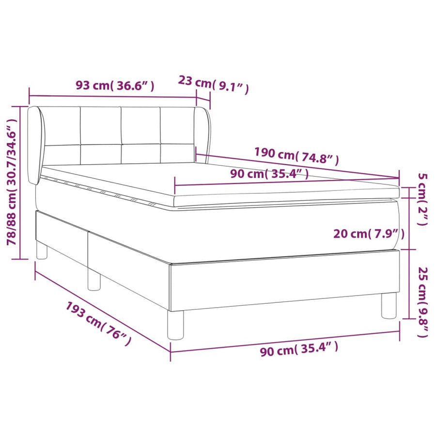 Boxspring met matras stof taupe 90x190 cm 90 x 190 cm Taupe