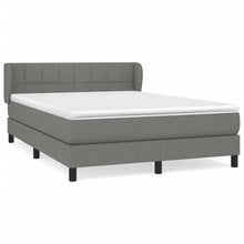 Boxspring Met Matras Stof Donkergrijs 140 x 190 cm Blok met vierkanten