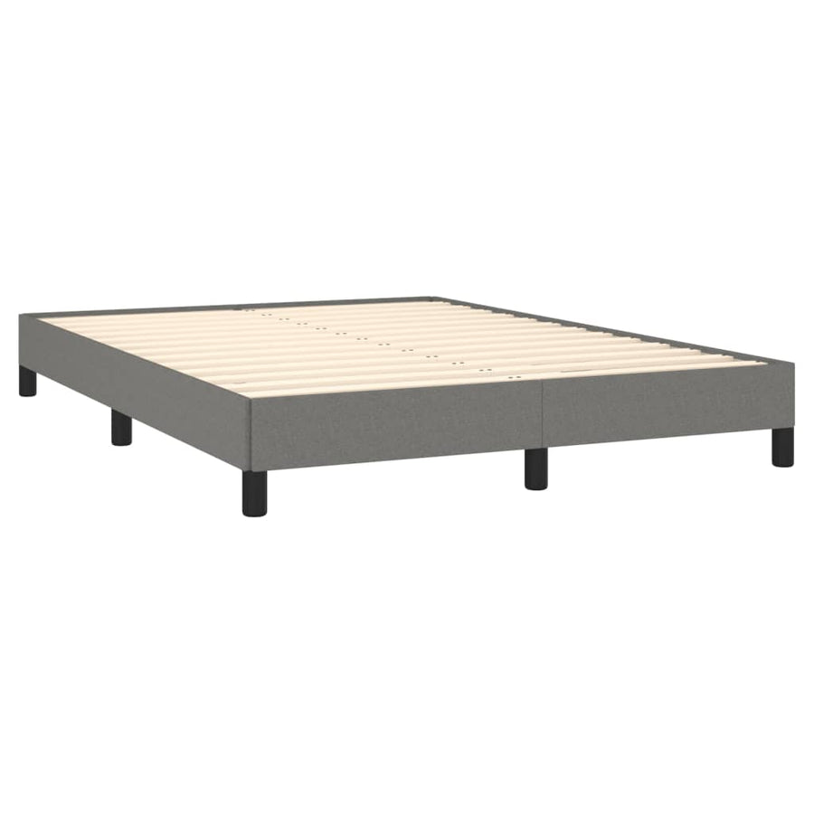Boxspring Met Matras Stof Donkergrijs 140 x 190 cm Blok met vierkanten