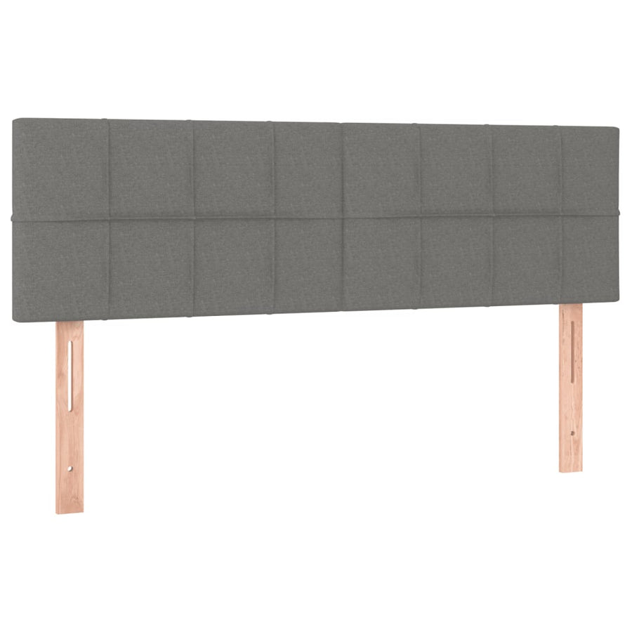 Boxspring Met Matras Stof Donkergrijs 140 x 200 cm Blok met vierkanten