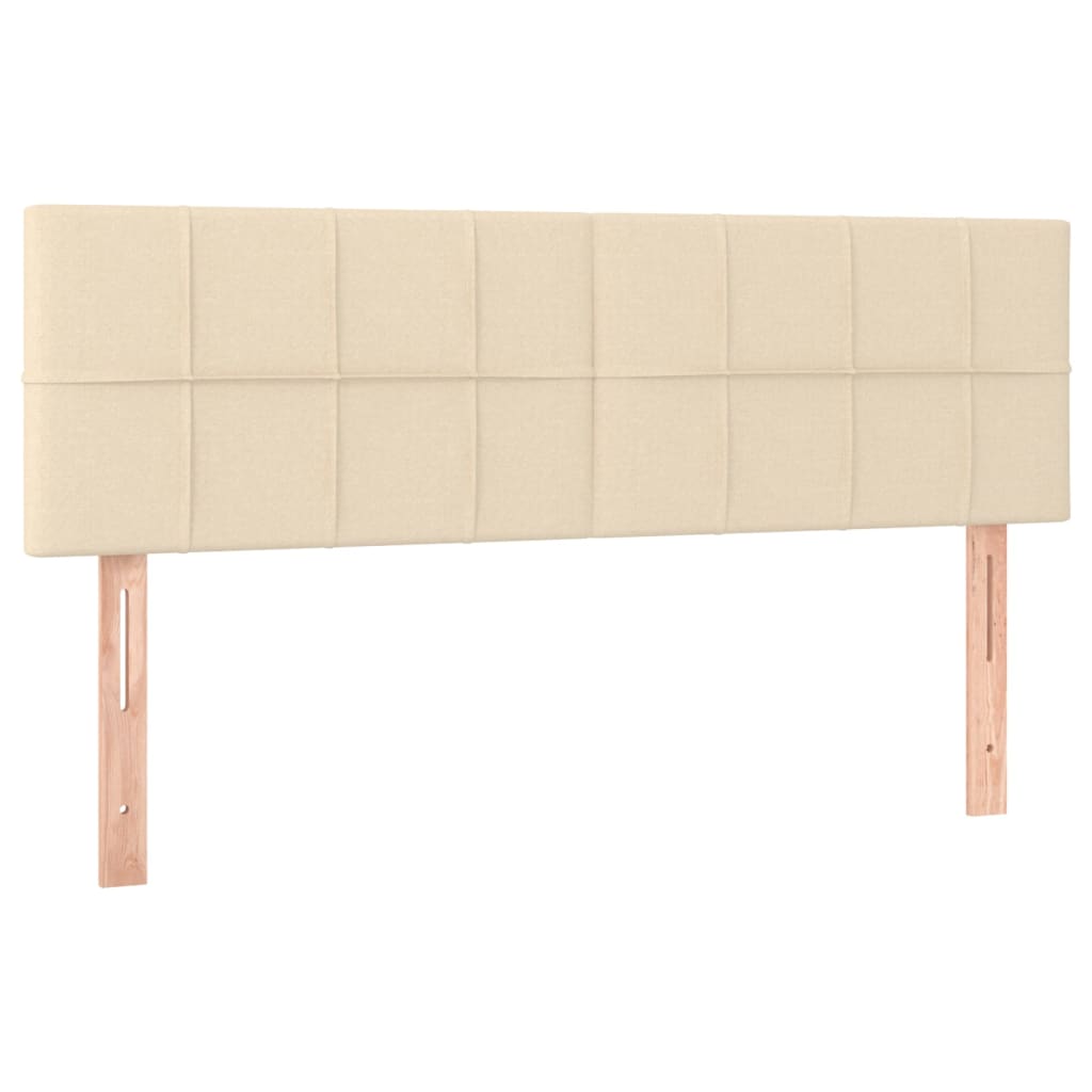 Boxspring met matras stof crèmekleurig 140x200 cm 140 x 200 cm Blok met vierkanten