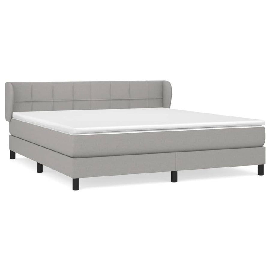 Boxspring Met Matras Stof Lichtgrijs 160 x 200 cm Blok met vierkanten