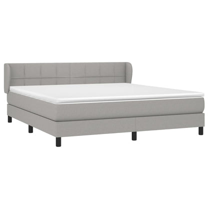 Boxspring Met Matras Stof Lichtgrijs 160 x 200 cm Blok met vierkanten