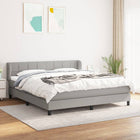 Boxspring Met Matras Stof Lichtgrijs 160 x 200 cm Blok met vierkanten