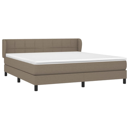 Boxspring Met Matras Stof Taupe 160 x 200 cm Blok met vierkanten