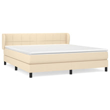 Boxspring Met Matras Stof Kleurig Crème 160 x 200 cm Blok met vierkanten