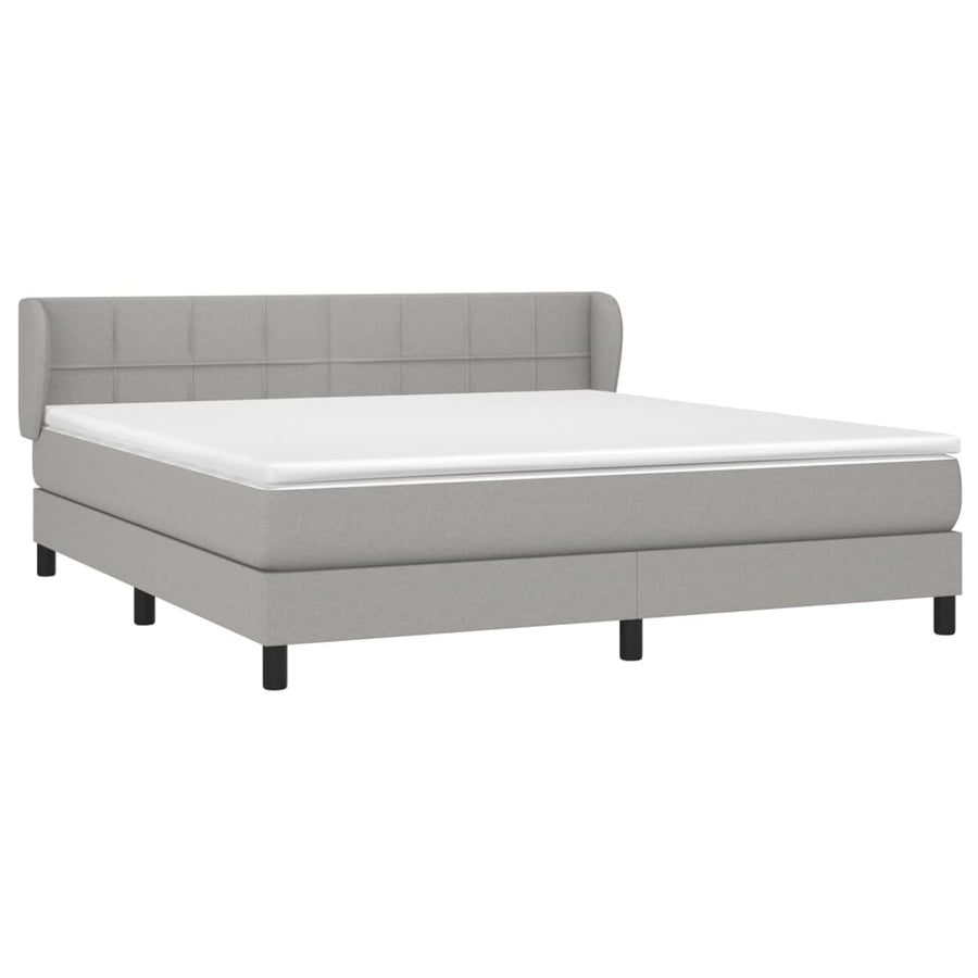 Boxspring Met Matras Stof Lichtgrijs 180 x 200 cm Blok met vierkanten