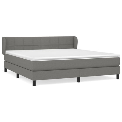Boxspring Met Matras Stof Donkergrijs 180 x 200 cm Blok met vierkanten
