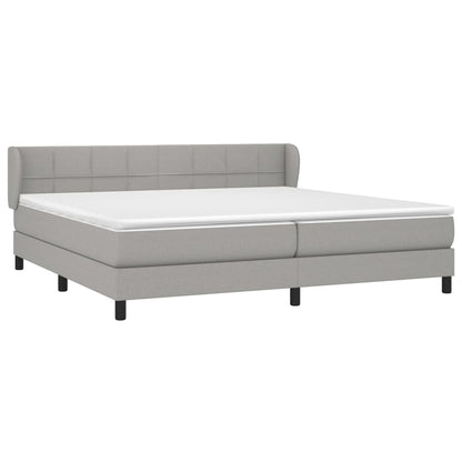 Boxspring Met Matras Stof Lichtgrijs 200 x 200 cm Blok met vierkanten
