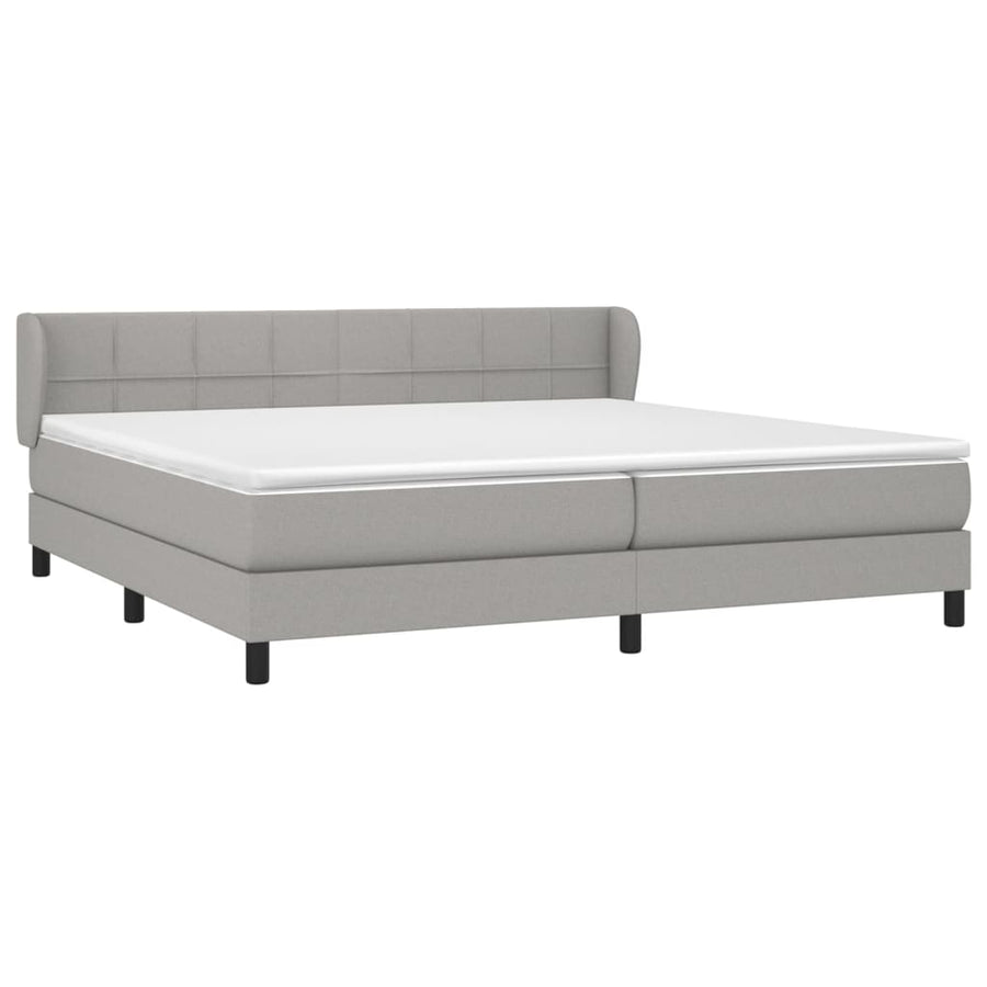 Boxspring Met Matras Stof Lichtgrijs 200 x 200 cm Blok met vierkanten