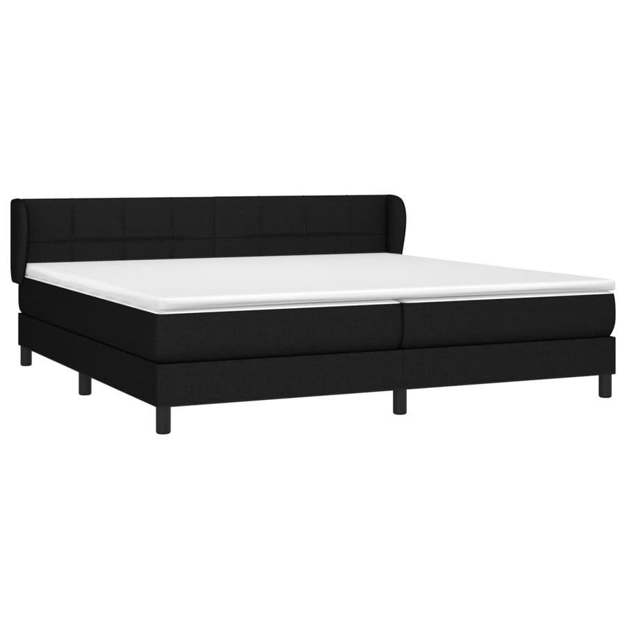 Boxspring Met Matras Stof Zwart 200 x 200 cm Blok met vierkanten