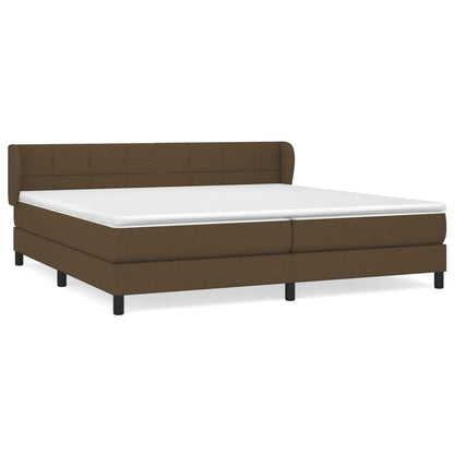 Boxspring Met Matras Stof Donkerbruin 200 x 200 cm Blok met vierkanten