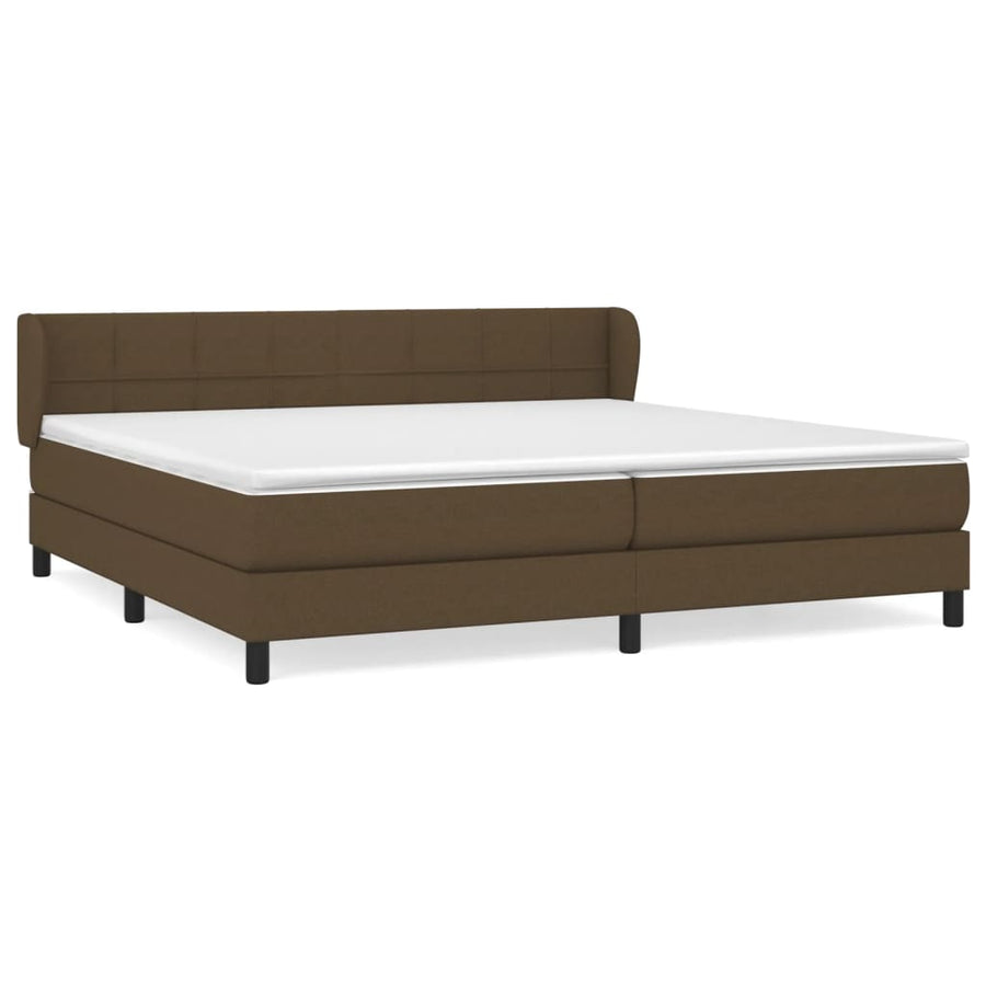 Boxspring Met Matras Stof Donkerbruin 200 x 200 cm Blok met vierkanten