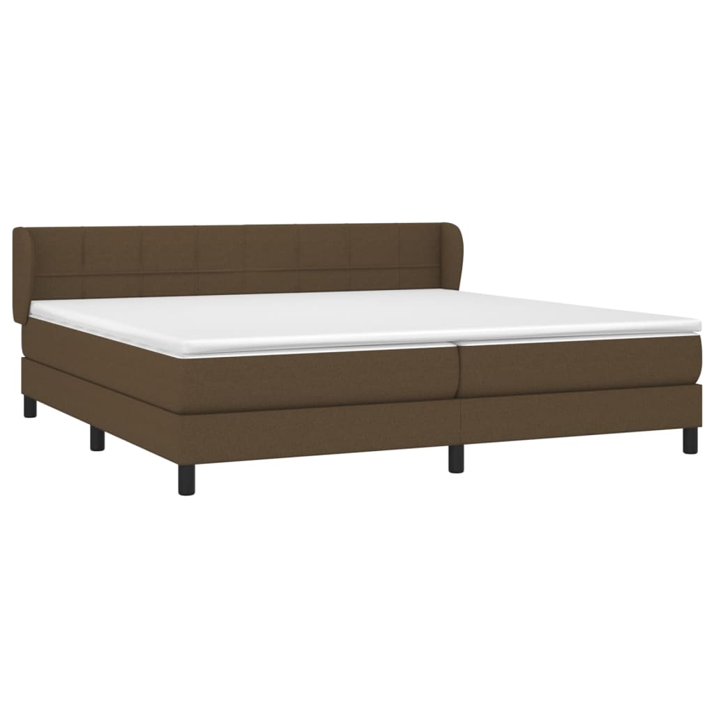 Boxspring Met Matras Stof Donkerbruin 200 x 200 cm Blok met vierkanten