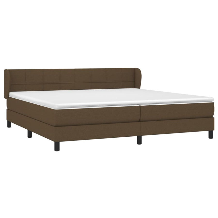 Boxspring Met Matras Stof Donkerbruin 200 x 200 cm Blok met vierkanten
