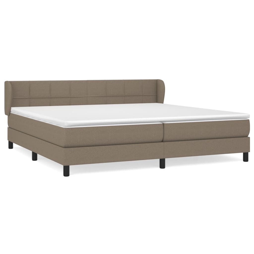 Boxspring Met Matras Stof Taupe 200 x 200 cm Blok met vierkanten